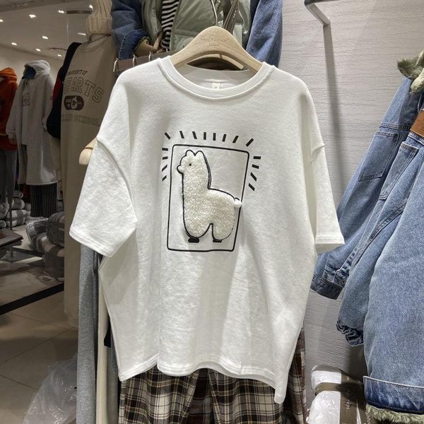 women's t-shirt 2021 spring and summer korean version loose round neck alpaca short-sleeved women woman tshirts, White
women's t-shirt 2021 spring and summer korean version loose round neck alpaca short-sleeved women woman tshirts, White