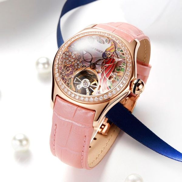 reef tiger/rt women fashion watches automatic tourbillon mechanical leather dress watch relogio feminino rga710 wristwatches, Slivery;brown
reef tiger/rt women fashion watches automatic tourbillon mechanical leather dress watch relogio feminino rga710 wristwatches, Slivery;brown