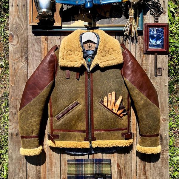 men's leather & faux thickening blockbustermoss green australian native lambs wool b3 fur one winter warm coat, Black
men's leather & faux thickening blockbustermoss green australian native lambs wool b3 fur one winter warm coat, Black