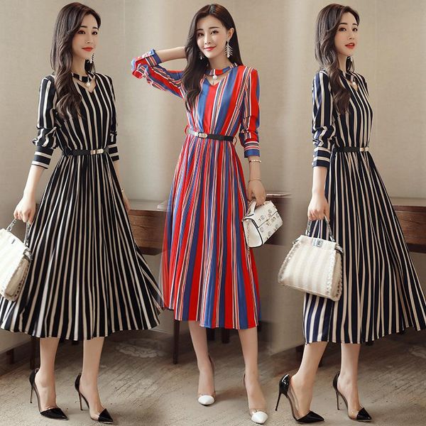 casual dresses 2021 autumn striped dress korean version of the retro large size long sleeves slim dressjq21, Black;gray
casual dresses 2021 autumn striped dress korean version of the retro large size long sleeves slim dressjq21, Black;gray