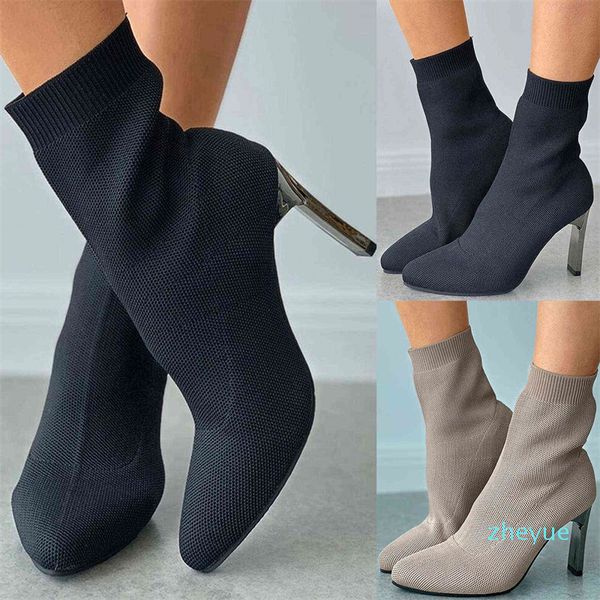 fashion- women short boots shoes kintting stretch fabric sock pointed toe ladies square heels winter warm, Black
fashion- women short boots shoes kintting stretch fabric sock pointed toe ladies square heels winter warm, Black