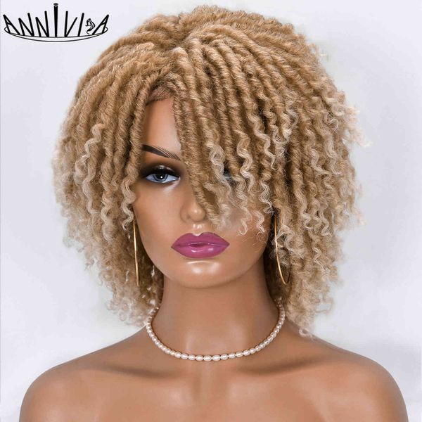 short dreadlock hair wig curly synthetic soft faux locs wigs with bangs for black women ombre crochet twist annivia, Black;brown
short dreadlock hair wig curly synthetic soft faux locs wigs with bangs for black women ombre crochet twist annivia, Black;brown