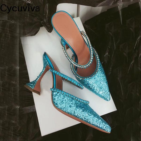 glitter crystal high heel slippers woman strange gladiator sandals point toe slides ladies runway summer party shoes, Black
glitter crystal high heel slippers woman strange gladiator sandals point toe slides ladies runway summer party shoes, Black