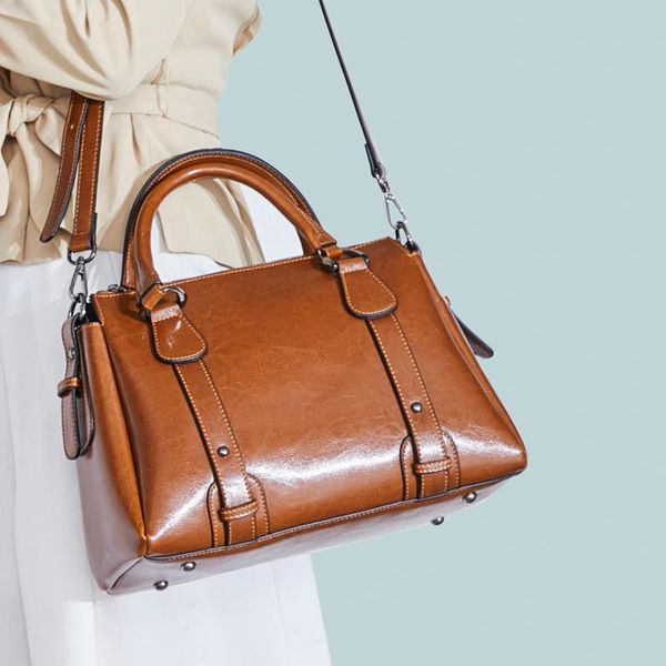 european and american new fashion leather women bag simple elegant oil wax cowhide pure color multi-functional bags
european and american new fashion leather women bag simple elegant oil wax cowhide pure color multi-functional bags