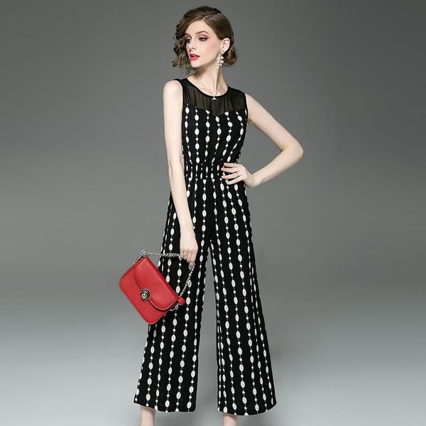 women's jumpsuits & rompers mesh patchwork jumpsuit women sleeveless o neck dot print office lady elegant playsuit wide leg pants, Black;white
women's jumpsuits & rompers mesh patchwork jumpsuit women sleeveless o neck dot print office lady elegant playsuit wide leg pants, Black;white