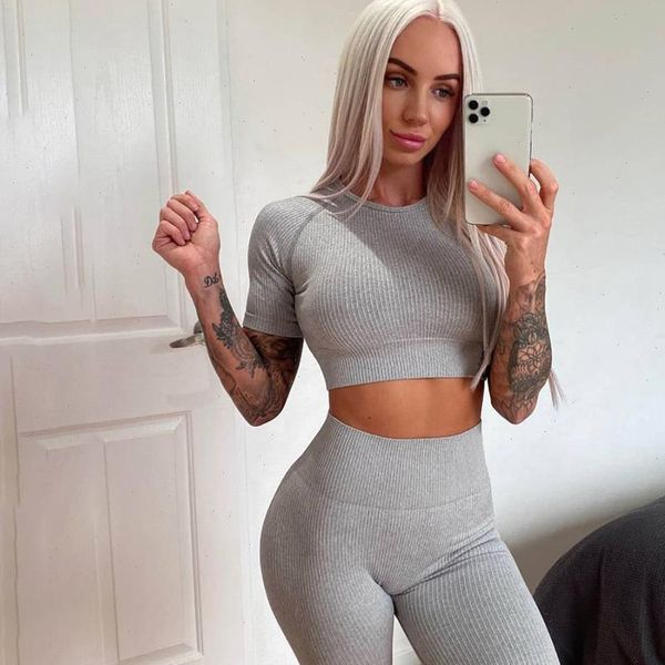 women tracksuits solid grey black knitted short sleeve two piece set tracksuit bodycon crop pants sets sportwear suits, Gray
women tracksuits solid grey black knitted short sleeve two piece set tracksuit bodycon crop pants sets sportwear suits, Gray