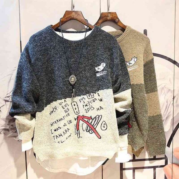 tee 2021 new men's autumn wear clothes winter trendy personal korean style japanese sweater ins all-matching pullover knitwear coat, White;black
tee 2021 new men's autumn wear clothes winter trendy personal korean style japanese sweater ins all-matching pullover knitwear coat, White;black