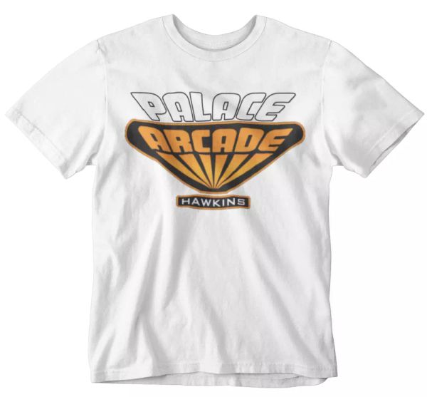 palace arcade t-shirt hawkins stranger things tv 80s retro gamer player classic, White;black
palace arcade t-shirt hawkins stranger things tv 80s retro gamer player classic, White;black