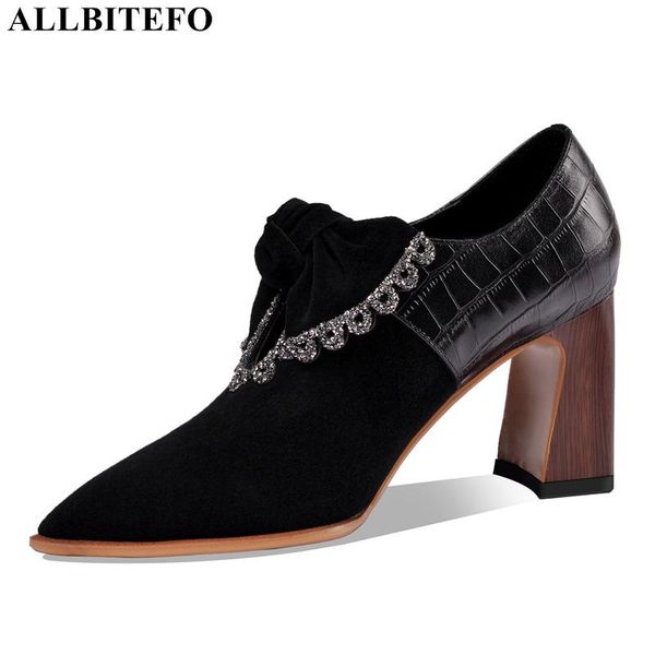 dress shoes allbitefo sweet bowtie genuine leather brand high heels office ladies women heel party, Black
dress shoes allbitefo sweet bowtie genuine leather brand high heels office ladies women heel party, Black