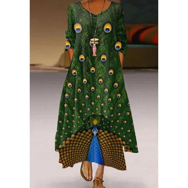 ethnic clothing green feather print loose large gown printed women's dress muslim outfit, Red
ethnic clothing green feather print loose large gown printed women's dress muslim outfit, Red