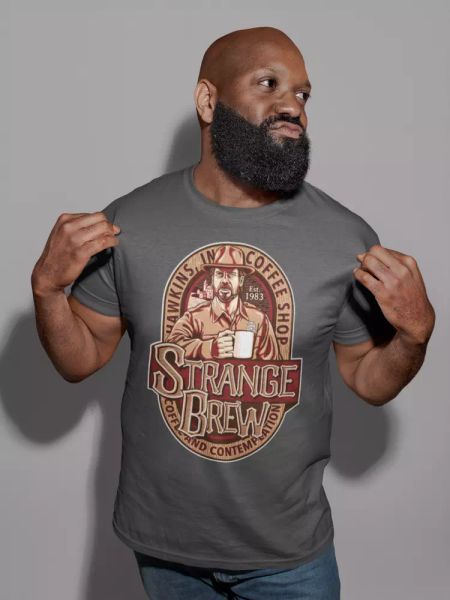 stranger things t-shirt strange brew tv hawkins strange brew coffee shop hopper, White;black
stranger things t-shirt strange brew tv hawkins strange brew coffee shop hopper, White;black