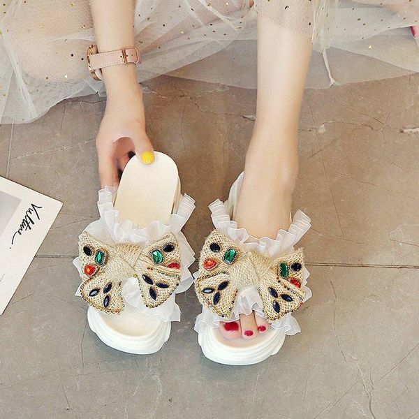 slippers bowknot platform women's summer wear fashion 2021 muffin rhinestone height increasing insole sandals, Black
slippers bowknot platform women's summer wear fashion 2021 muffin rhinestone height increasing insole sandals, Black