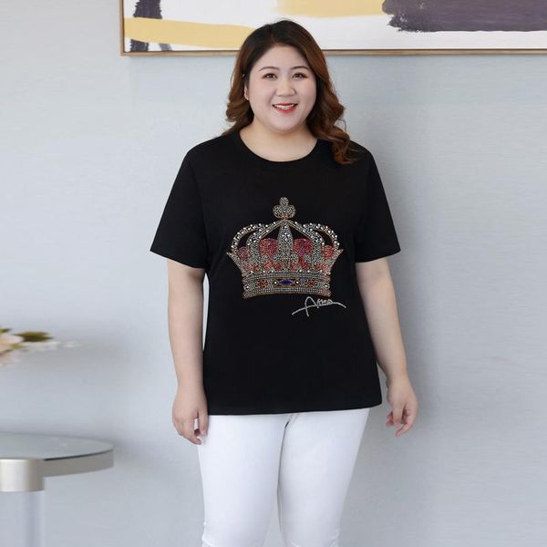plus size t-shirt summer street leisure short sleeve female 2021 crown diamonds loose 5xl black drill women
plus size t-shirt summer street leisure short sleeve female 2021 crown diamonds loose 5xl black drill women