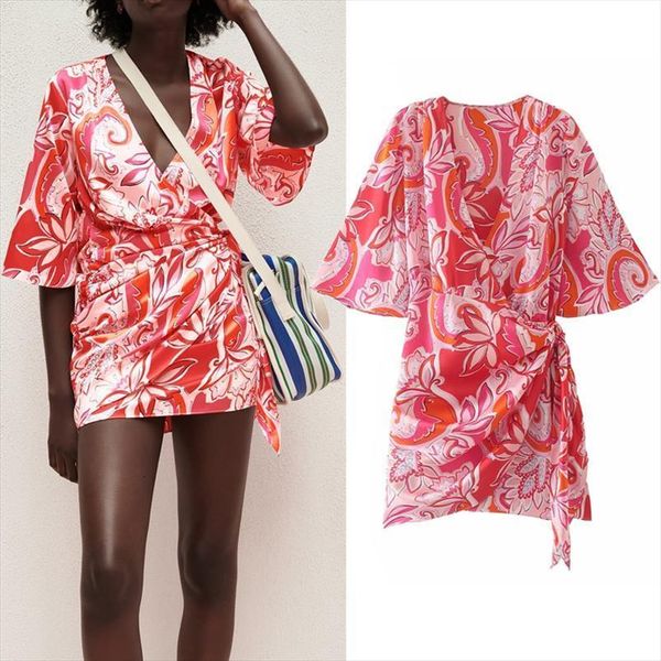 traf za summer red print womens dresses short sleeve wrap mini vintage knot casual, Black;gray
traf za summer red print womens dresses short sleeve wrap mini vintage knot casual, Black;gray