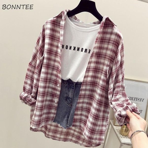 shirts women plaid long sleeve all-match trendy korean style simple daily womens clothing loose leisure harajuku soft summer women's bl, White
shirts women plaid long sleeve all-match trendy korean style simple daily womens clothing loose leisure harajuku soft summer women's bl, White