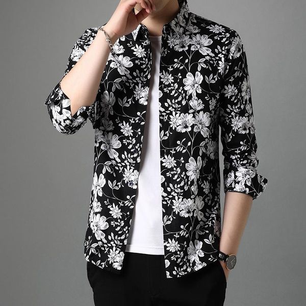 men's hawaiian shirt long sleeve lapel regular fit casual print shirts for men fashion 100% cotton camisa floral masculina, White;black
men's hawaiian shirt long sleeve lapel regular fit casual print shirts for men fashion 100% cotton camisa floral masculina, White;black