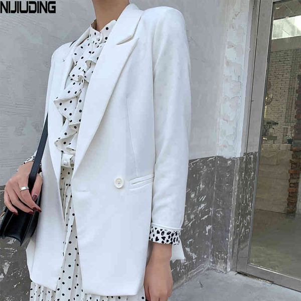 women korea elegant loose ol style blazers jackets spring leopard sleeve double-breasted suits colthing mujer outwear 210514, White;black
women korea elegant loose ol style blazers jackets spring leopard sleeve double-breasted suits colthing mujer outwear 210514, White;black