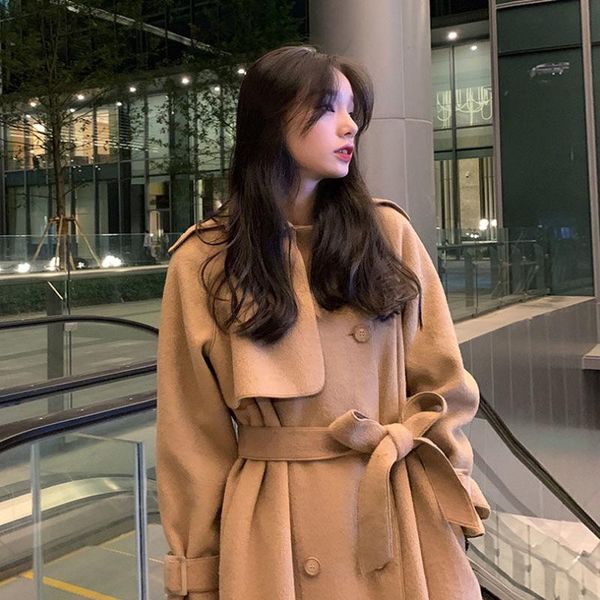 woolen coat women long autumn and winter 2021 style korean temperament over the knee double-sided coats for women's wool & blends, Black
woolen coat women long autumn and winter 2021 style korean temperament over the knee double-sided coats for women's wool & blends, Black