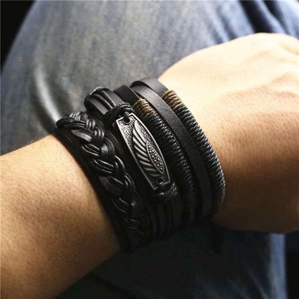 3 pcs/set vintage punk snowflake cross guitar feather charm men leather bracelets for women femme homme male gift jewelry, Golden;silver
3 pcs/set vintage punk snowflake cross guitar feather charm men leather bracelets for women femme homme male gift jewelry, Golden;silver