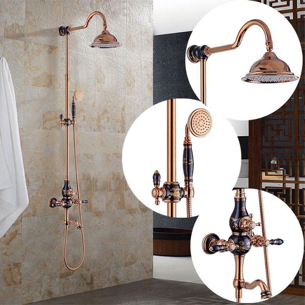 luxury rose gold brass shower faucet set single ceramic handle tub mixer hand wholesale and retail bathroom sets
luxury rose gold brass shower faucet set single ceramic handle tub mixer hand wholesale and retail bathroom sets