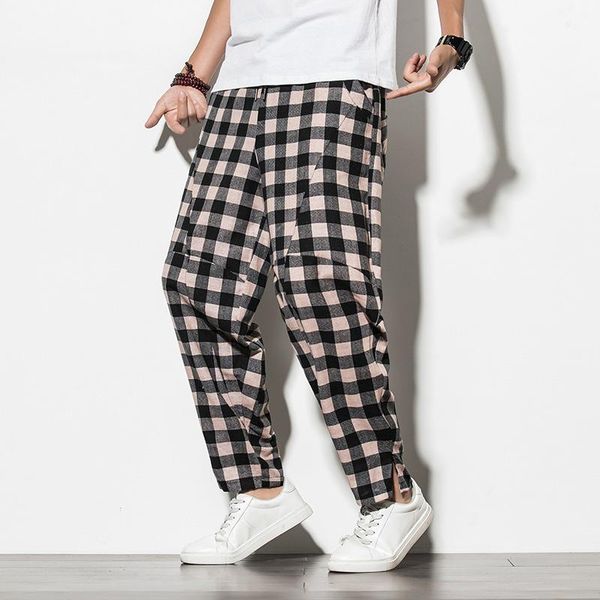 men's linen cropped pants 2021 summer loose large size plaid harem roupa homem hip hop trend beam feet mens joggers, Black
men's linen cropped pants 2021 summer loose large size plaid harem roupa homem hip hop trend beam feet mens joggers, Black