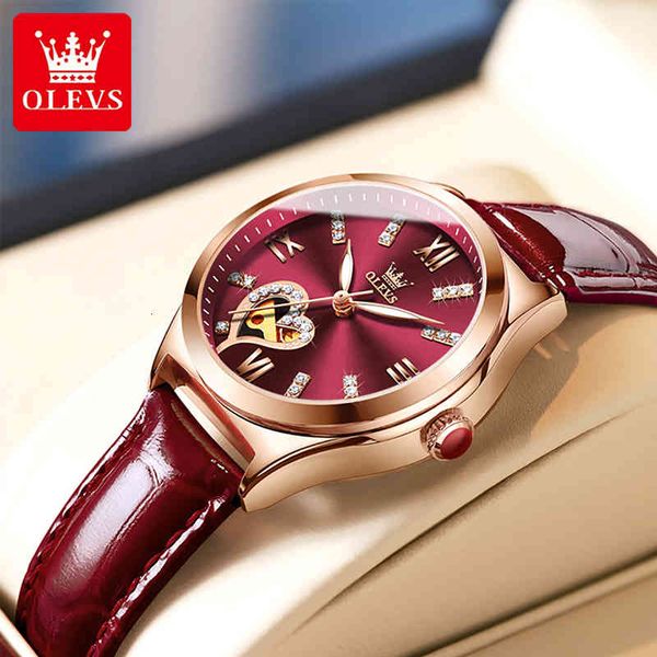 olevs 2021 new ladies business lighting hands 30m waterproof and breathing leather tape automatic mechanical watches 6636, Slivery;brown
olevs 2021 new ladies business lighting hands 30m waterproof and breathing leather tape automatic mechanical watches 6636, Slivery;brown