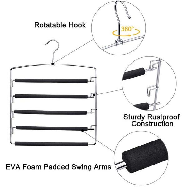 hangers & racks -pants 5 layers space saving pants with non-slip foam padded swing arm storage (2 pack)
hangers & racks -pants 5 layers space saving pants with non-slip foam padded swing arm storage (2 pack)