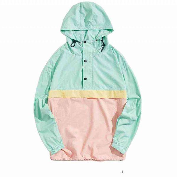 men's hoodies men colorblock half button placket hooded jacket fashion design 220119, Black
men's hoodies men colorblock half button placket hooded jacket fashion design 220119, Black