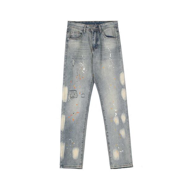 men's jeans high street knife cut spilled ink wash used straight jeans, Blue
men's jeans high street knife cut spilled ink wash used straight jeans, Blue