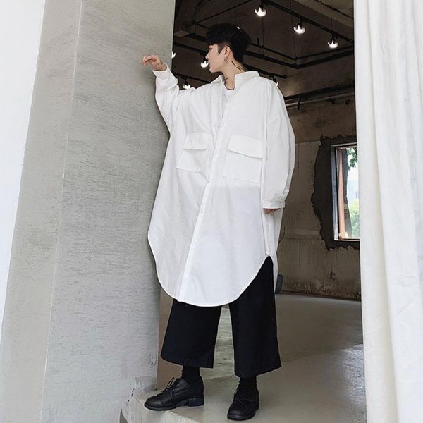 men's casual shirts men streetwear hip hop gothic long style sleeve oversize loose shirt dress cardigan coat male japan robe, White;black
men's casual shirts men streetwear hip hop gothic long style sleeve oversize loose shirt dress cardigan coat male japan robe, White;black