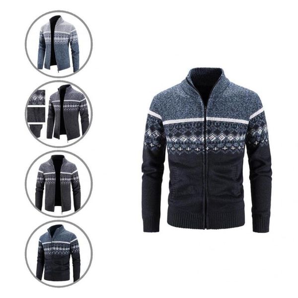 men's sweaters stretchy skin-friendly print patchwork slim fit knitted cardigan for home, White;black
men's sweaters stretchy skin-friendly print patchwork slim fit knitted cardigan for home, White;black