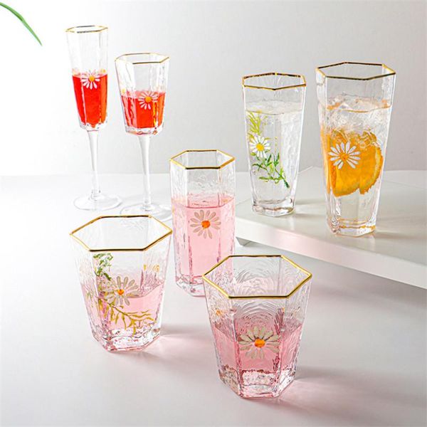wine glasses heat-resistant transparent glass water cup geometric hexagonal household gold edge red champagne drinkware
wine glasses heat-resistant transparent glass water cup geometric hexagonal household gold edge red champagne drinkware