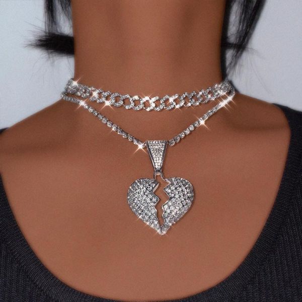 chains trendy crystal heart pendant cuban link necklace for women punk multilayer gold silver color chunky metal choker party jewelry
chains trendy crystal heart pendant cuban link necklace for women punk multilayer gold silver color chunky metal choker party jewelry