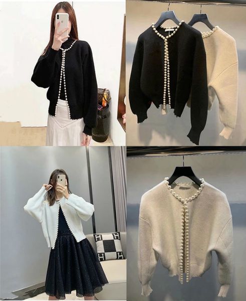 knits 2021 autumn winter fashion brand luxry design woman round o neck pearl border short sweater long sleeves kintted cardigan a2, White
knits 2021 autumn winter fashion brand luxry design woman round o neck pearl border short sweater long sleeves kintted cardigan a2, White