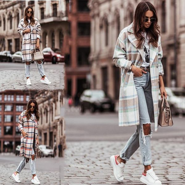 women's wool & blends 2021 autumn shirt jacket fashion plaid print lapel long coat casual double-breasted winter, Black
women's wool & blends 2021 autumn shirt jacket fashion plaid print lapel long coat casual double-breasted winter, Black