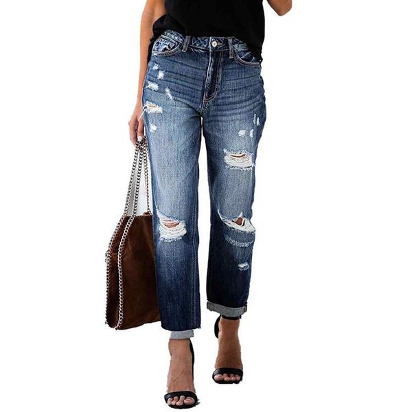 women's jeans high waist ripped for women straight leg dark blue ladies denim pants causal street fashion hole loose female
women's jeans high waist ripped for women straight leg dark blue ladies denim pants causal street fashion hole loose female