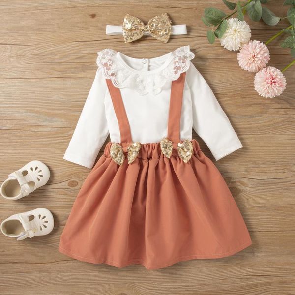 clothing sets 3pcs born baby girl toddler outfits long sleeve lace romper + bow suspender skirt headband, White
clothing sets 3pcs born baby girl toddler outfits long sleeve lace romper + bow suspender skirt headband, White