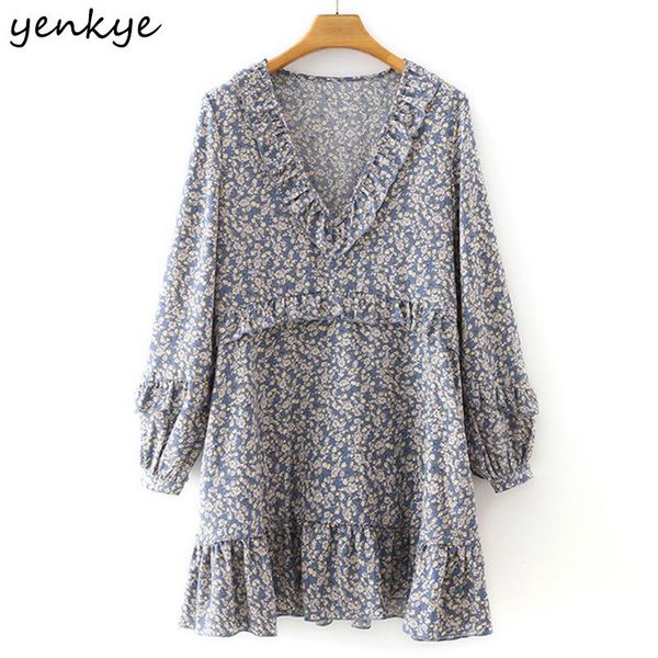 vintage women sweet ruffle floral print dress 2021 spring vestido mujer v neck long sleeve loose casual plus size dresses, Black;gray
vintage women sweet ruffle floral print dress 2021 spring vestido mujer v neck long sleeve loose casual plus size dresses, Black;gray