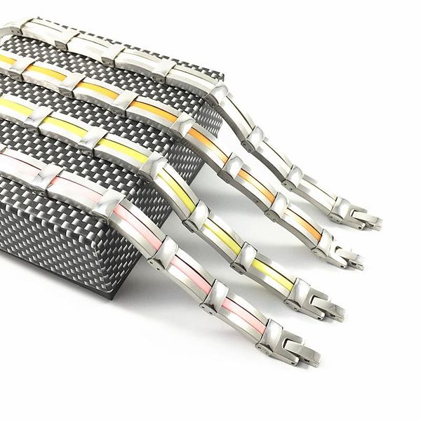 link, chain bicycle motorcycle bracelet 4 color stainless steel link bracelets men cuff wristband silicone jewelry gifts, Black
link, chain bicycle motorcycle bracelet 4 color stainless steel link bracelets men cuff wristband silicone jewelry gifts, Black