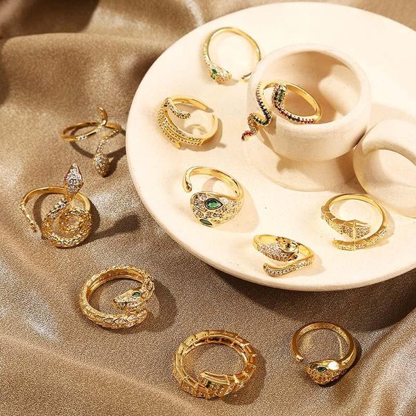 cluster rings creative design adjustable opening animal snake for women cubic zirconia zircon gold color copper metal ring, Golden;silver
cluster rings creative design adjustable opening animal snake for women cubic zirconia zircon gold color copper metal ring, Golden;silver