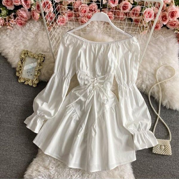 casual dresses early autumn dress 2021 retro gothic women white black bandage mini off shoulder puff sleeve korean vestidos, Black;gray
casual dresses early autumn dress 2021 retro gothic women white black bandage mini off shoulder puff sleeve korean vestidos, Black;gray