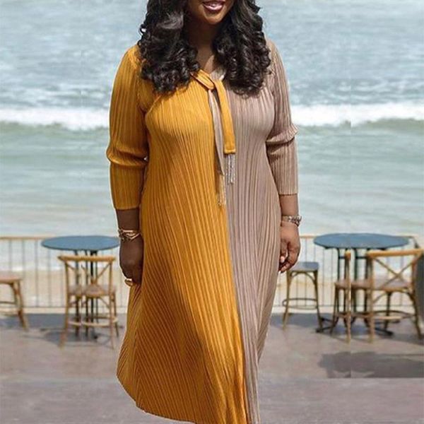 casual dresses 2021 autumn women's clothing europe america loose v-neck long-sleeved contrast color stitching pleated mid-length dress, Black;gray
casual dresses 2021 autumn women's clothing europe america loose v-neck long-sleeved contrast color stitching pleated mid-length dress, Black;gray