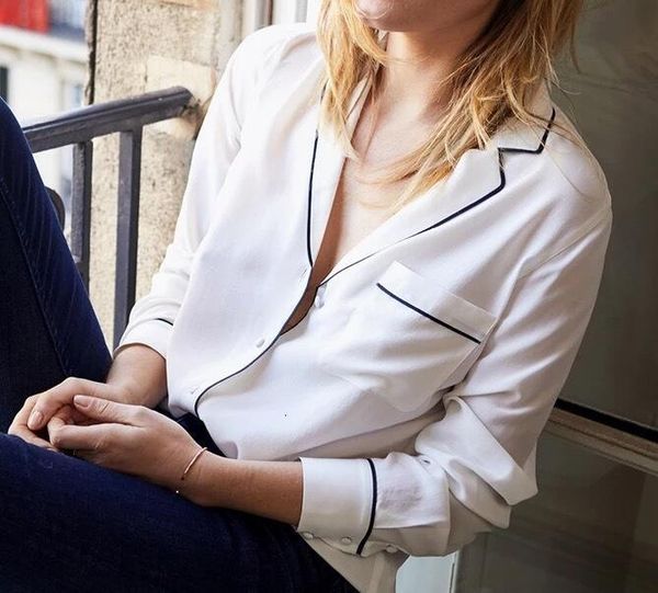 shirt soft sand washed silk long-sleeved 04f3, White 
shirt soft sand washed silk long-sleeved 04f3, White