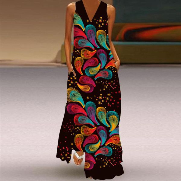 casual dresses women dress bohemia vintage sundress sleeveless color print v-neck maxi party cami with pockets vestidos, Black;gray
casual dresses women dress bohemia vintage sundress sleeveless color print v-neck maxi party cami with pockets vestidos, Black;gray