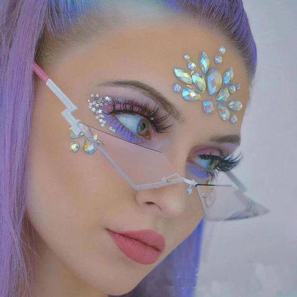 sunglasses fashion rimless european american personality color film street pography female trendy metal glasses, White;black
sunglasses fashion rimless european american personality color film street pography female trendy metal glasses, White;black