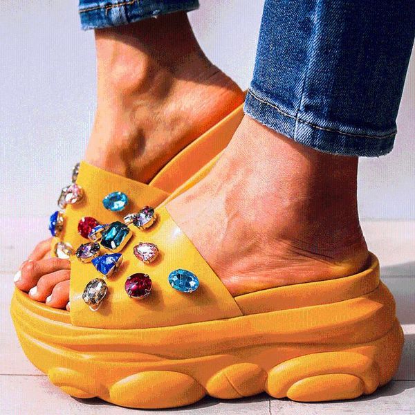 slippers ins crystals leisure summer sandal shoes women thick platform, Black
slippers ins crystals leisure summer sandal shoes women thick platform, Black