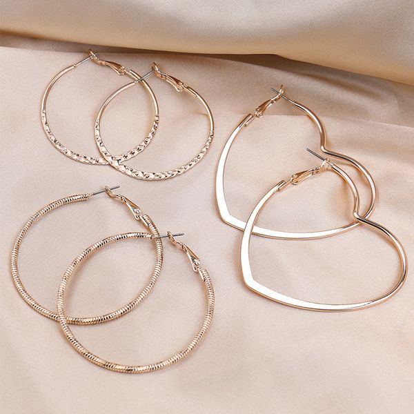 fashion geometric heart round big hoop earring set for women punk gold/silver/black color metal circle large earrings jewelry, Golden;silver
fashion geometric heart round big hoop earring set for women punk gold/silver/black color metal circle large earrings jewelry, Golden;silver
