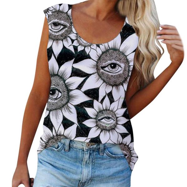 women's blouses & shirts fashion round neck printed sleeveless vest t-shirt loose tank ropa de verano mujer vêtements femme 2021, White
women's blouses & shirts fashion round neck printed sleeveless vest t-shirt loose tank ropa de verano mujer vêtements femme 2021, White