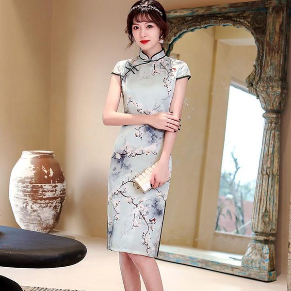 ethnic clothing summer printed chinese style short sleeve satin mandarin collar cheongsam oriental women rayon qipao dress, Red
ethnic clothing summer printed chinese style short sleeve satin mandarin collar cheongsam oriental women rayon qipao dress, Red