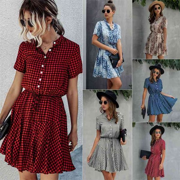 vintage fashion plaid print women dress button lace up short sleeve shirt a-line elegant female mini sundress vestido 210517, Black;gray
vintage fashion plaid print women dress button lace up short sleeve shirt a-line elegant female mini sundress vestido 210517, Black;gray